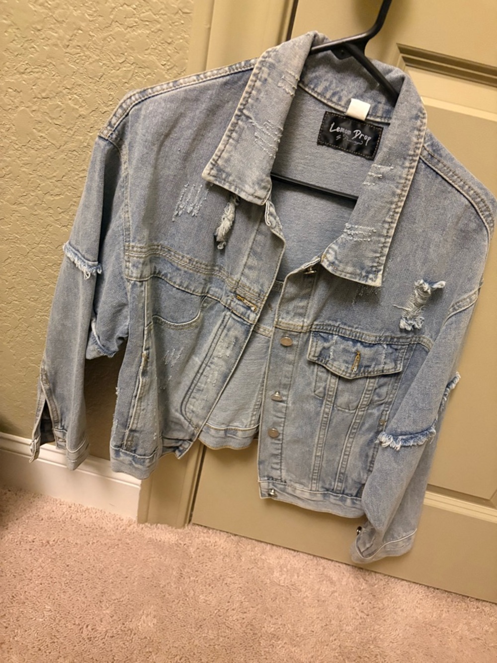 Lena Pryor Light Blue Distressed Denim Jacket